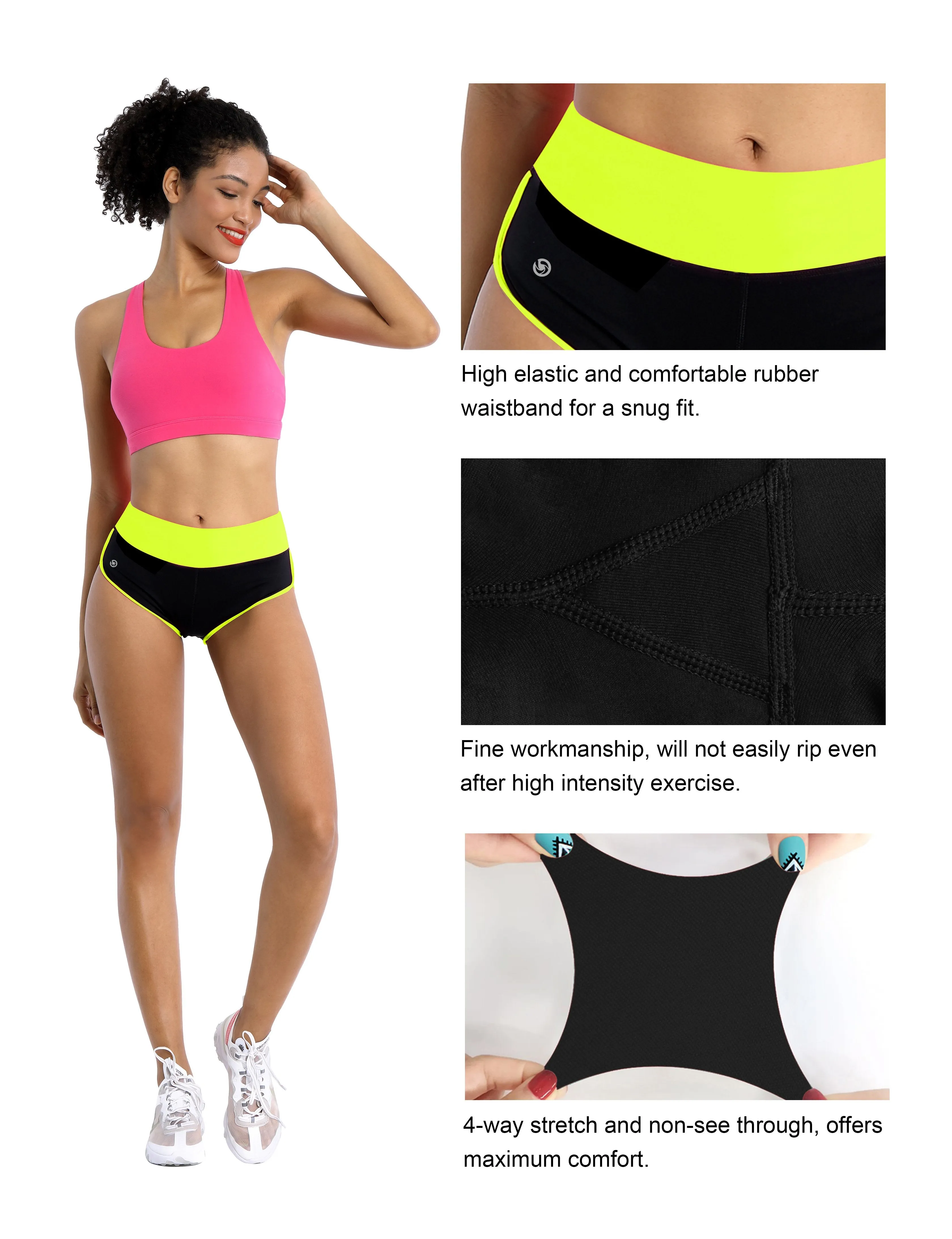 030 Sexy Booty Pilates Shorts fluorescentyellow_black ins_Pilates