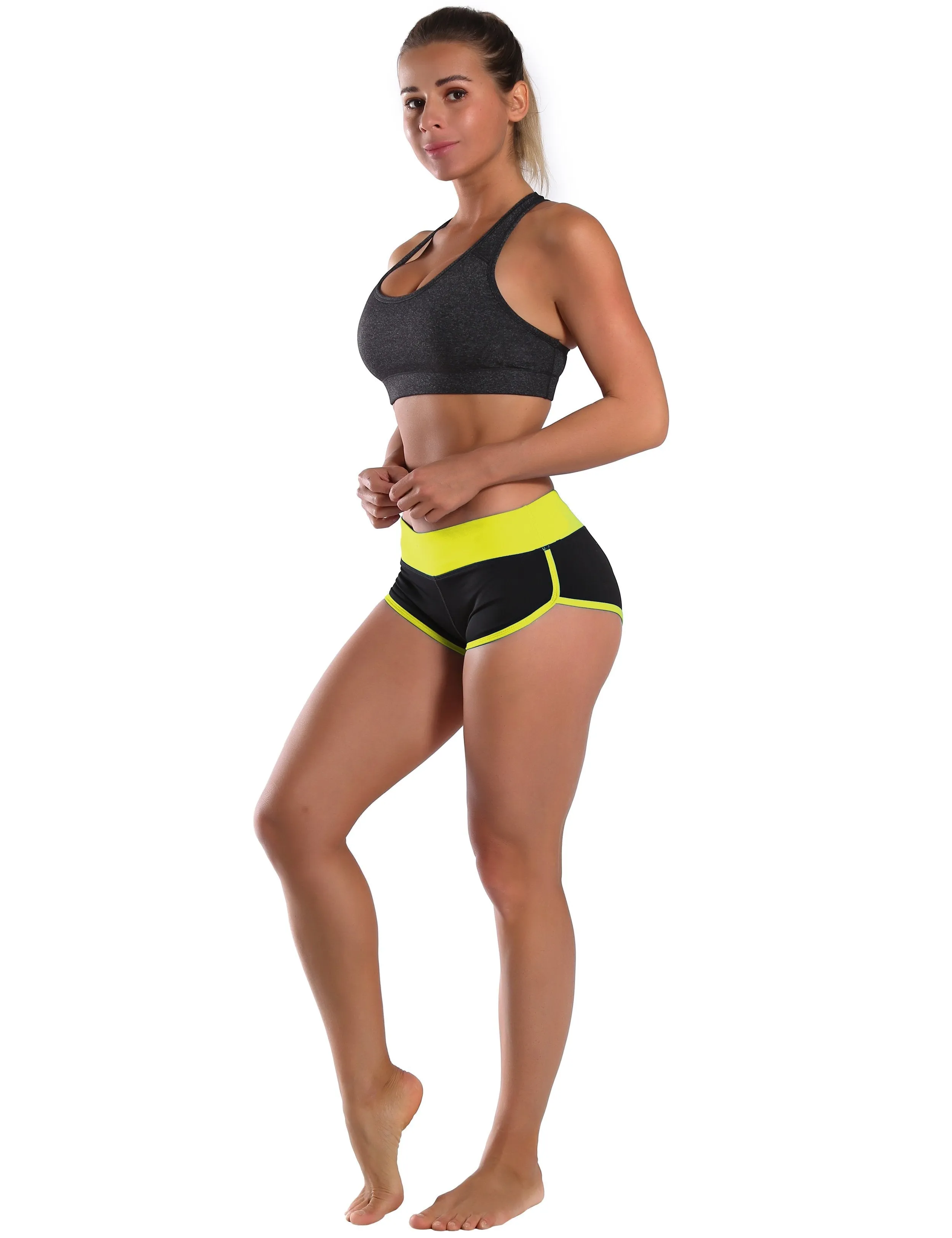 030 Sexy Booty Pilates Shorts fluorescentyellow_black ins_Pilates
