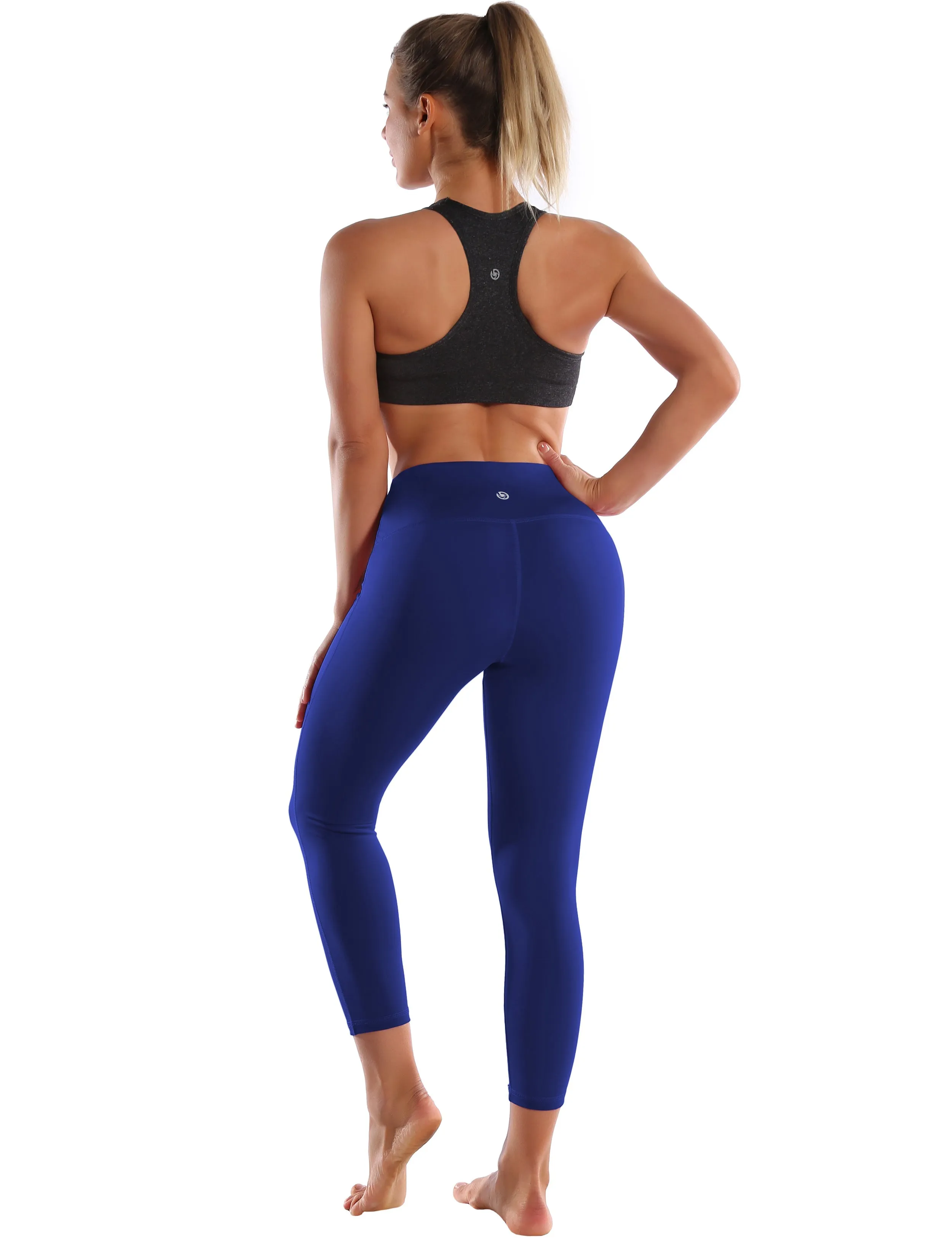 22" High Waist Side Line Capris navy_Pilates