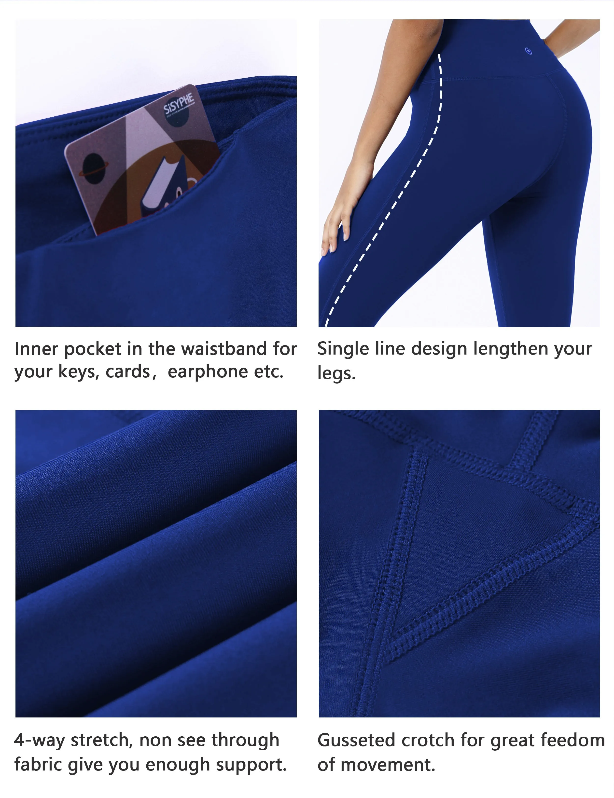 22" High Waist Side Line Capris navy_Pilates