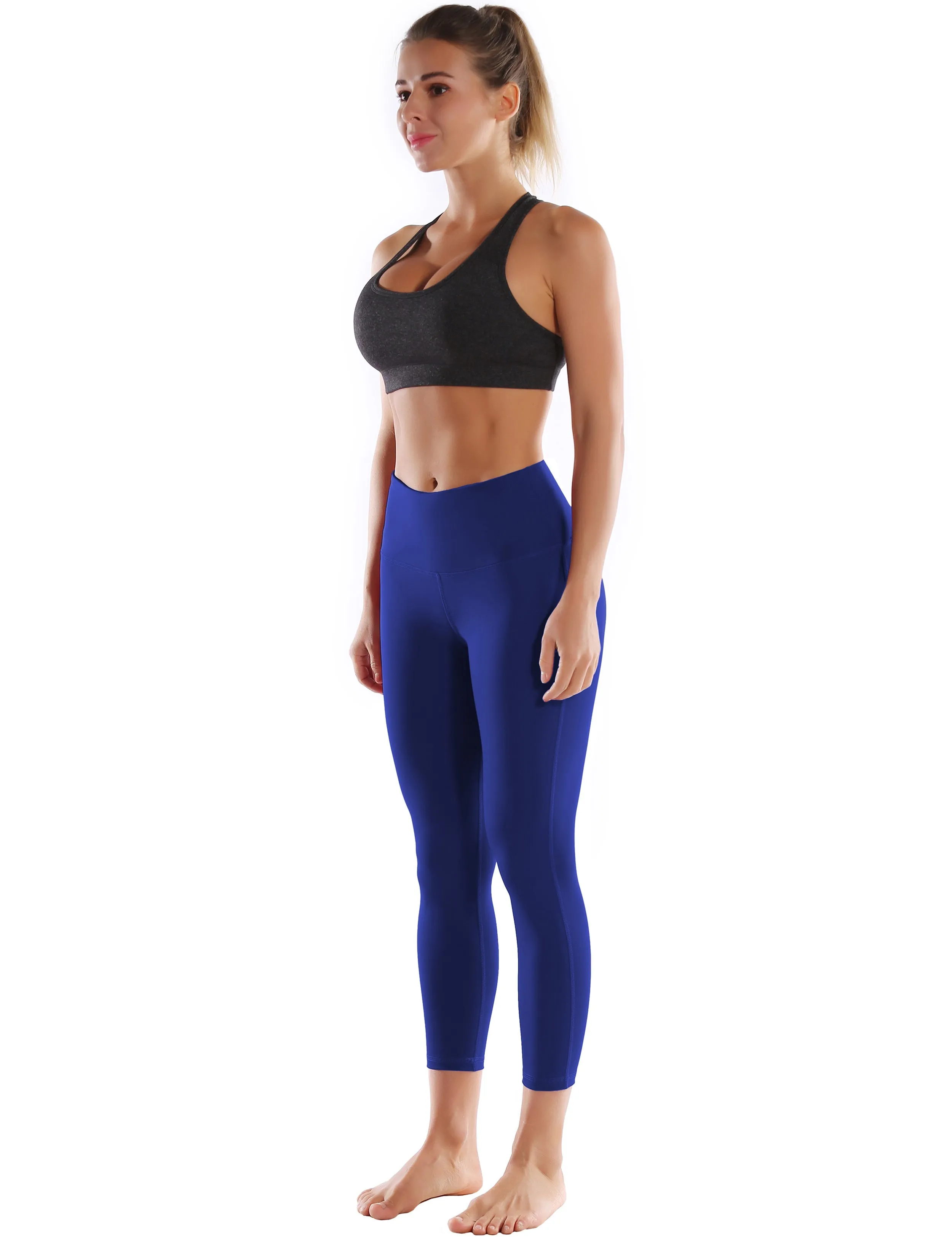 22" High Waist Side Line Capris navy_Pilates
