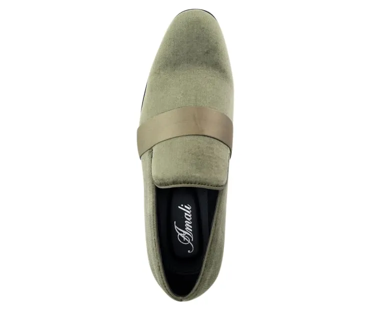 Amali Knight Olive Men’s Velvet Loafers