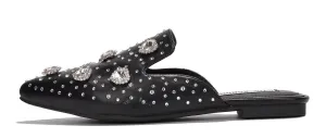 Cape Robbin Sandals Mule Sierra Rhinestone Stud Detail Pointed Toe Slip On Flats