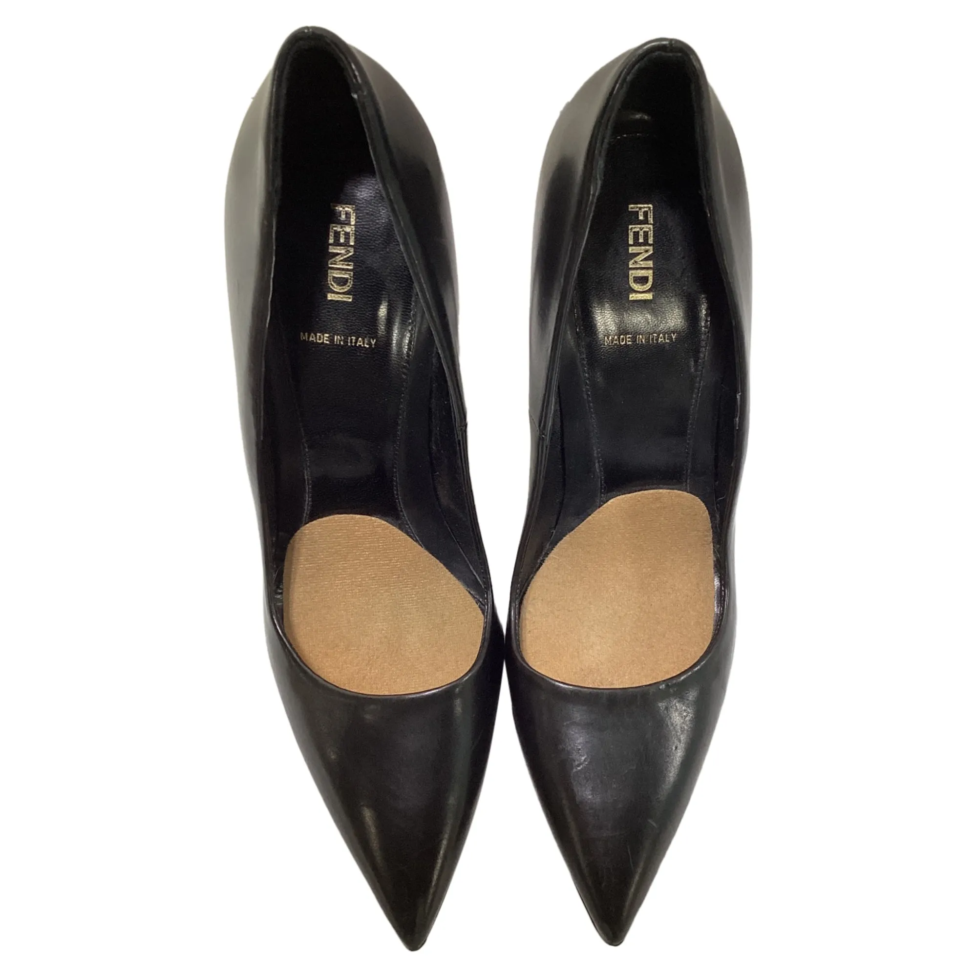 Fendi Pointed-Toe High Heel Pumps in Black Leather