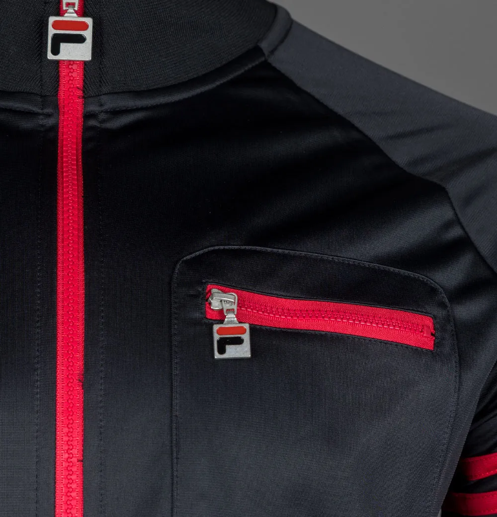 Fila Vintage Vann 5 Stripe Track Jacket Black