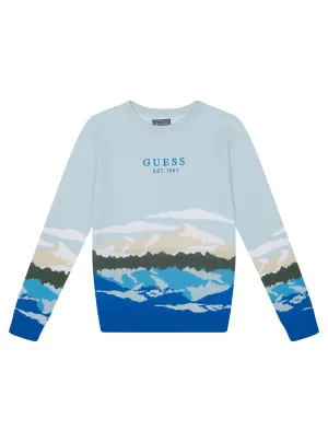 Frosted Blue Logo Mountain Knit Top (7-16)