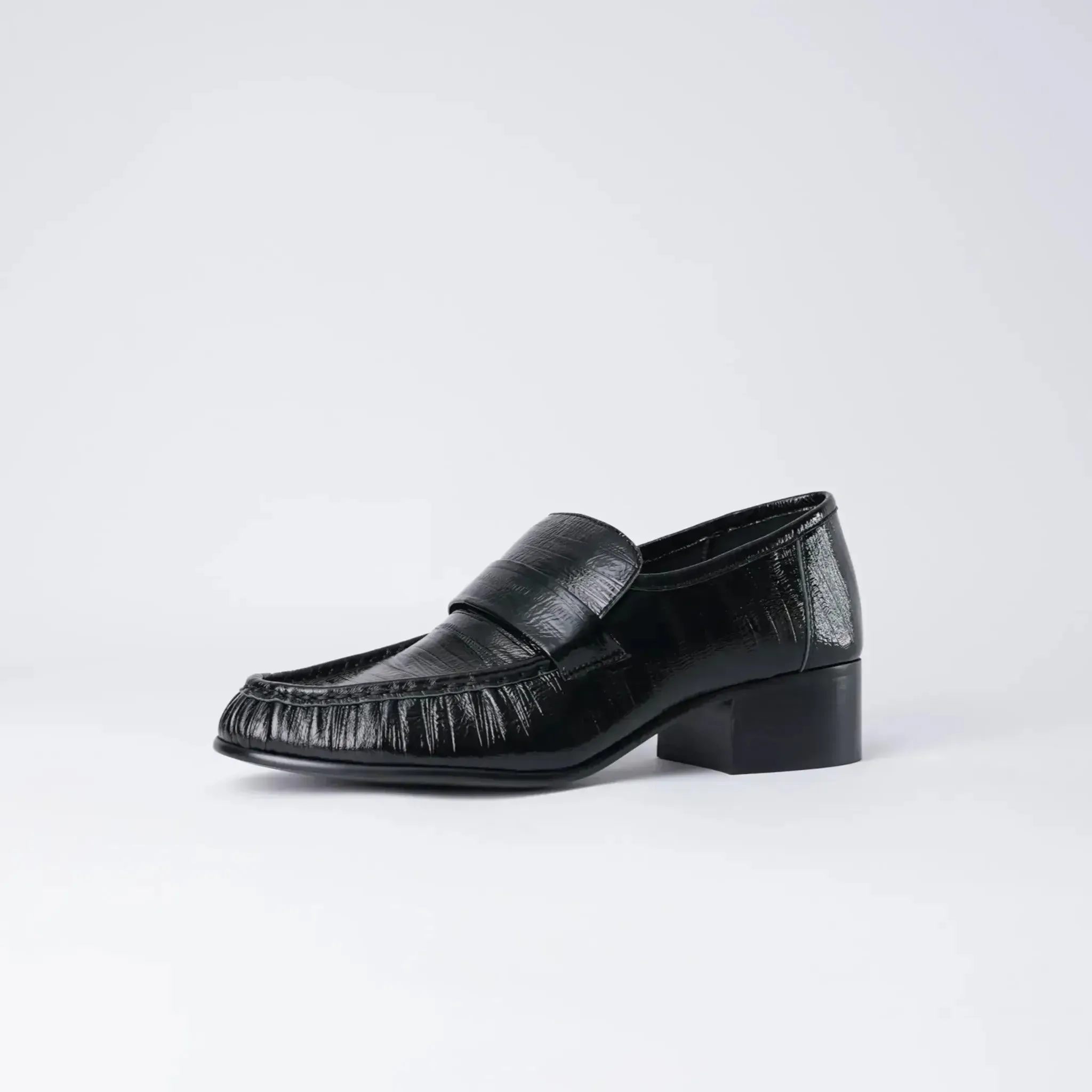 Jones Black Strip Leather Loafers
