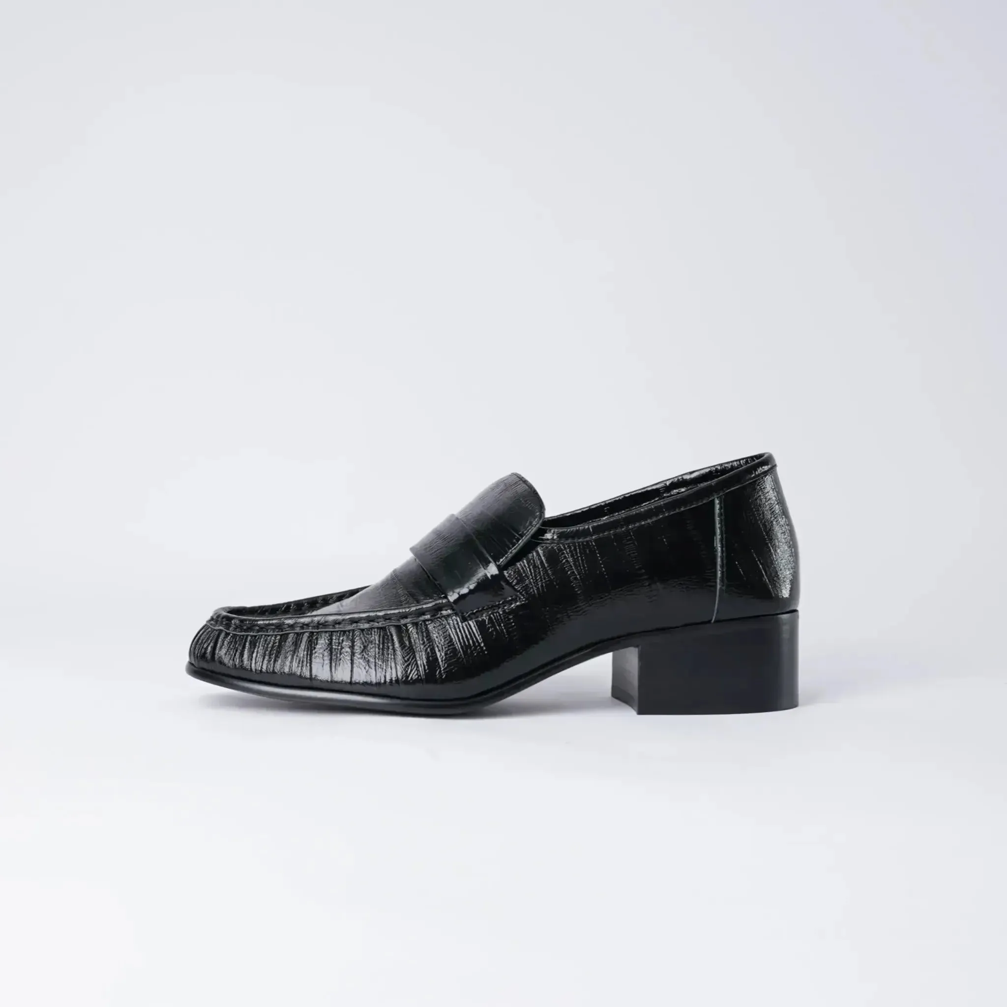 Jones Black Strip Leather Loafers