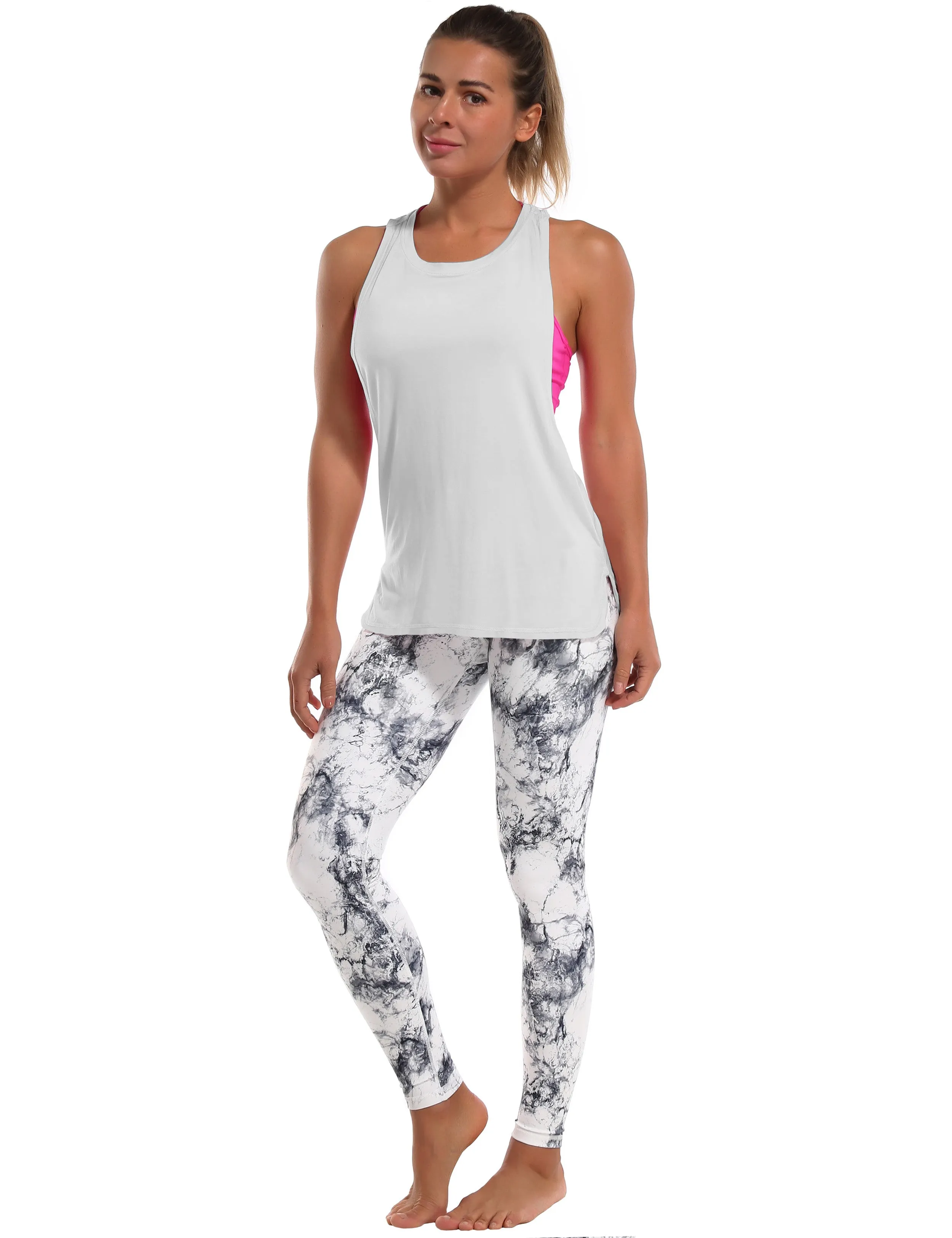 Low Cut Loose Fit Tank Top lightgray_Pilates