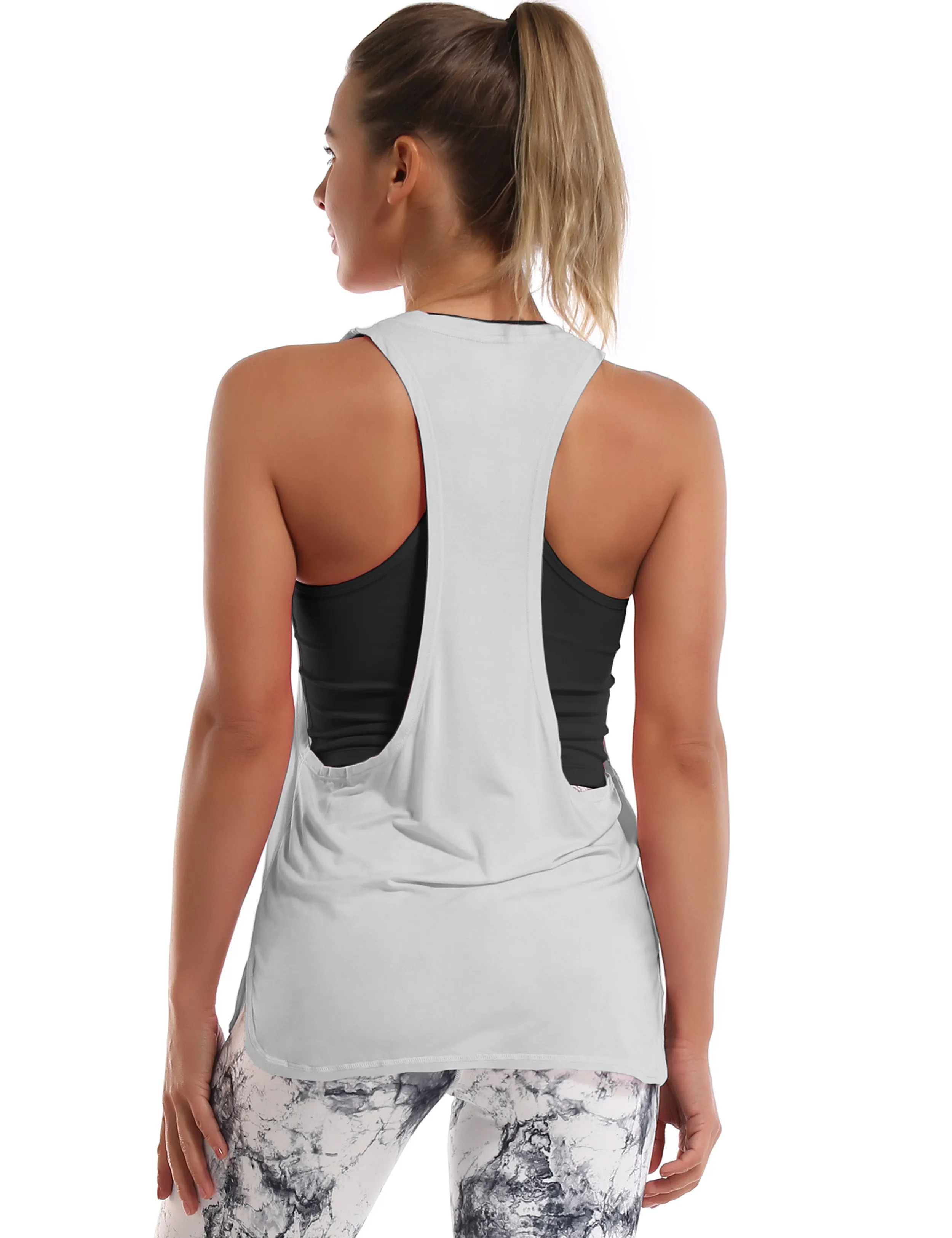 Low Cut Loose Fit Tank Top lightgray_Pilates