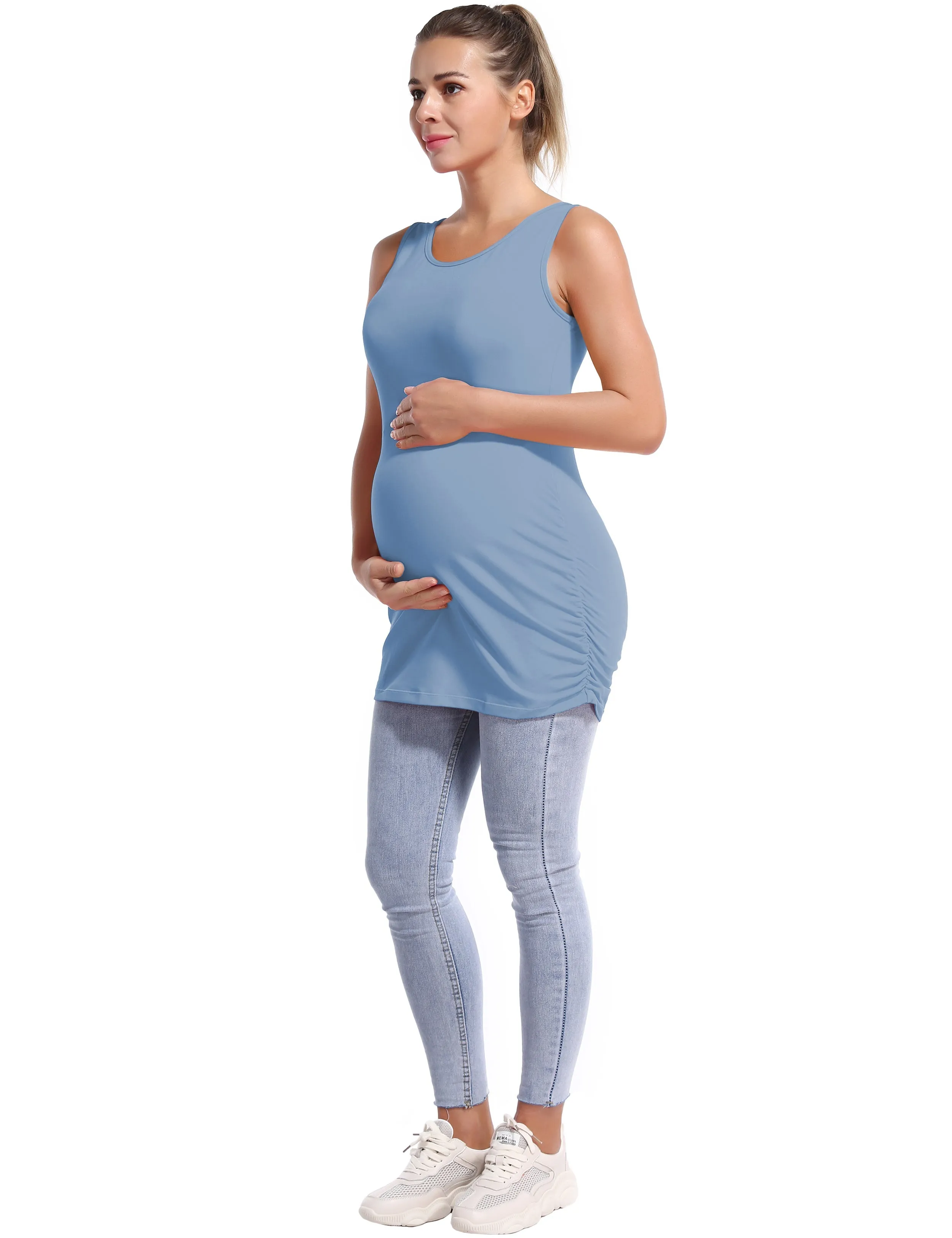 Maternity Side Shirred Tank Top electricblue_Pilates