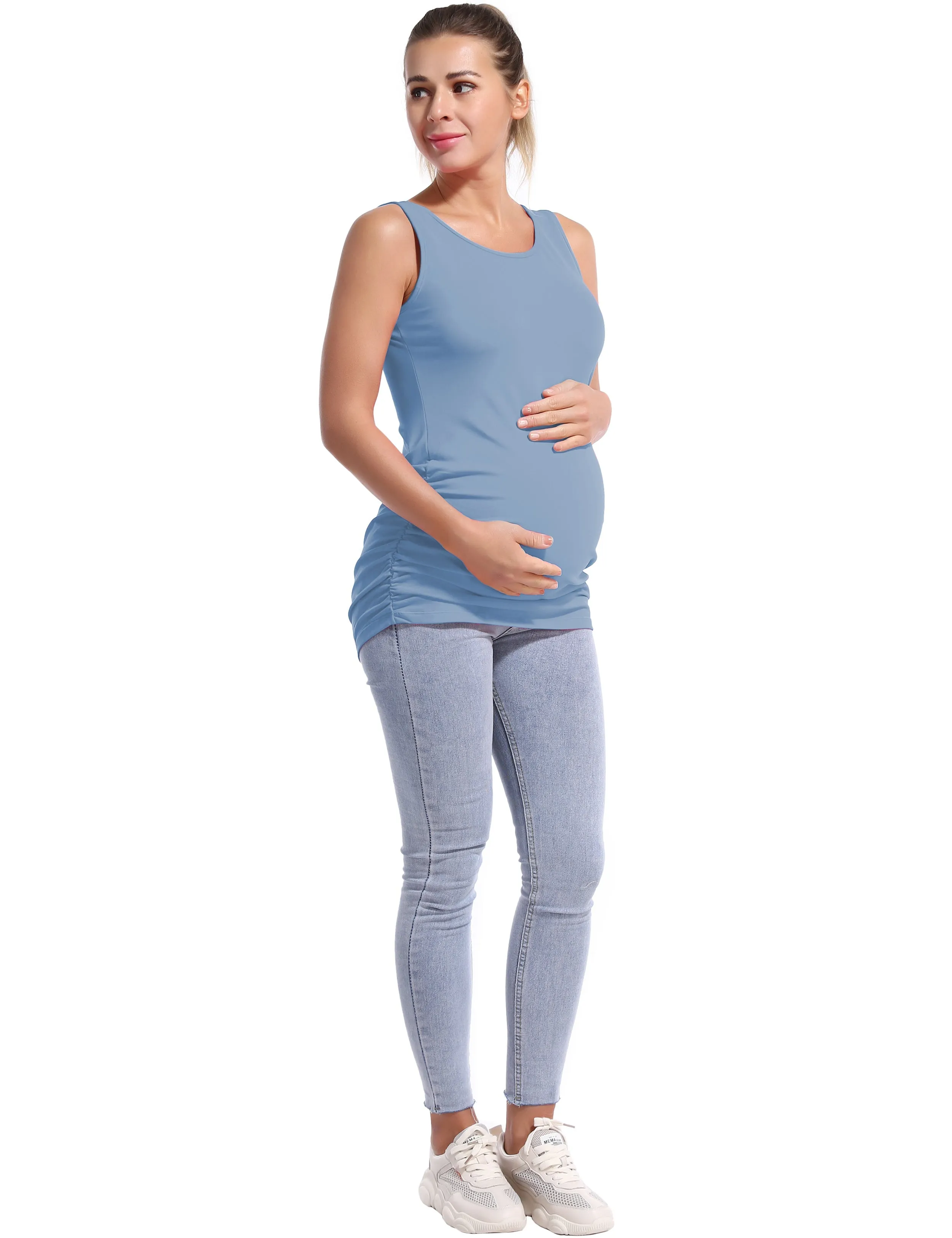 Maternity Side Shirred Tank Top electricblue_Pilates