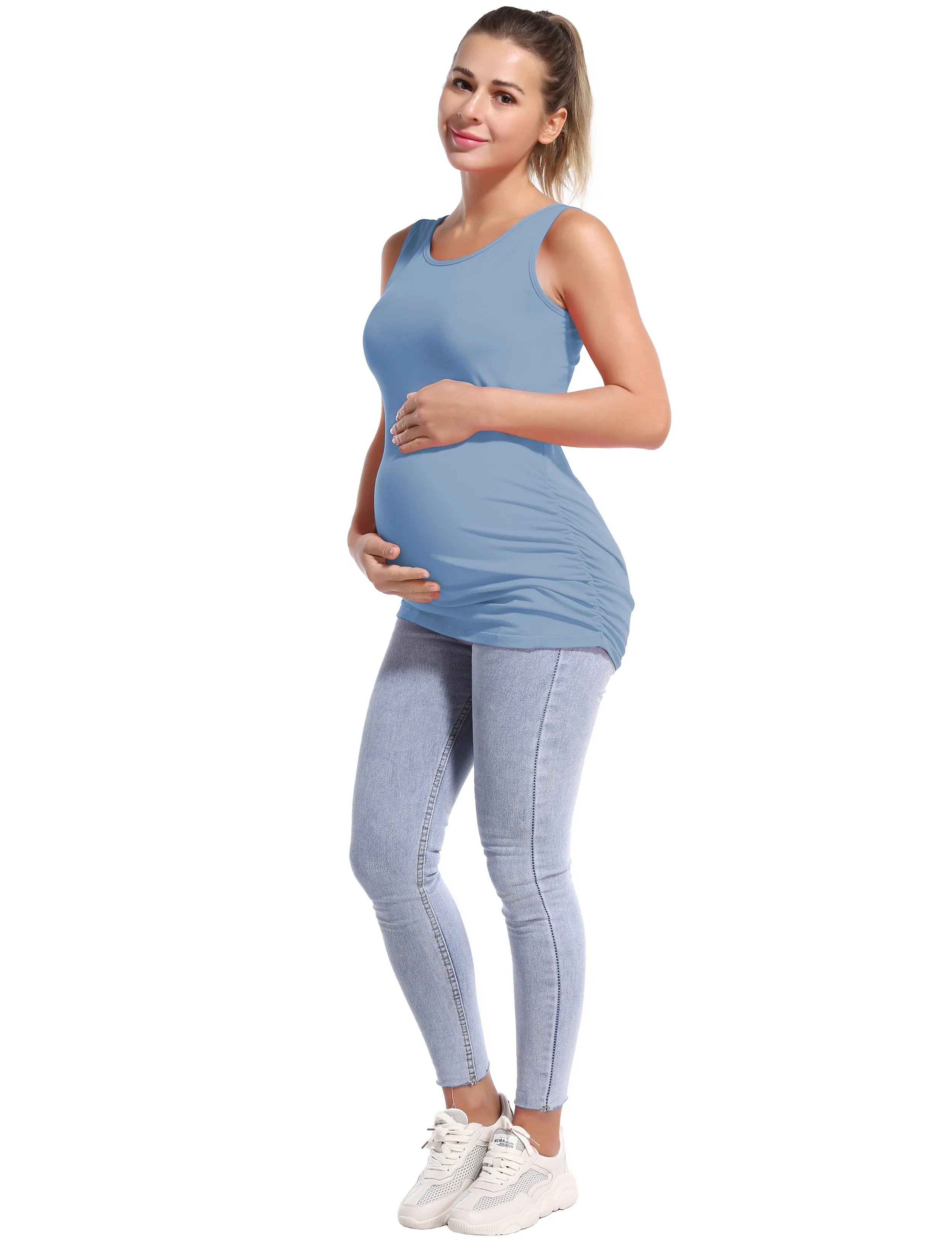 Maternity Side Shirred Tank Top electricblue_Pilates
