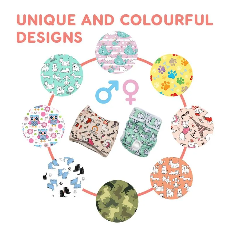 Misoko reusable diapers for female dogs, with owls