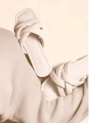 Pallid White Crossed Flats - Off White Flats