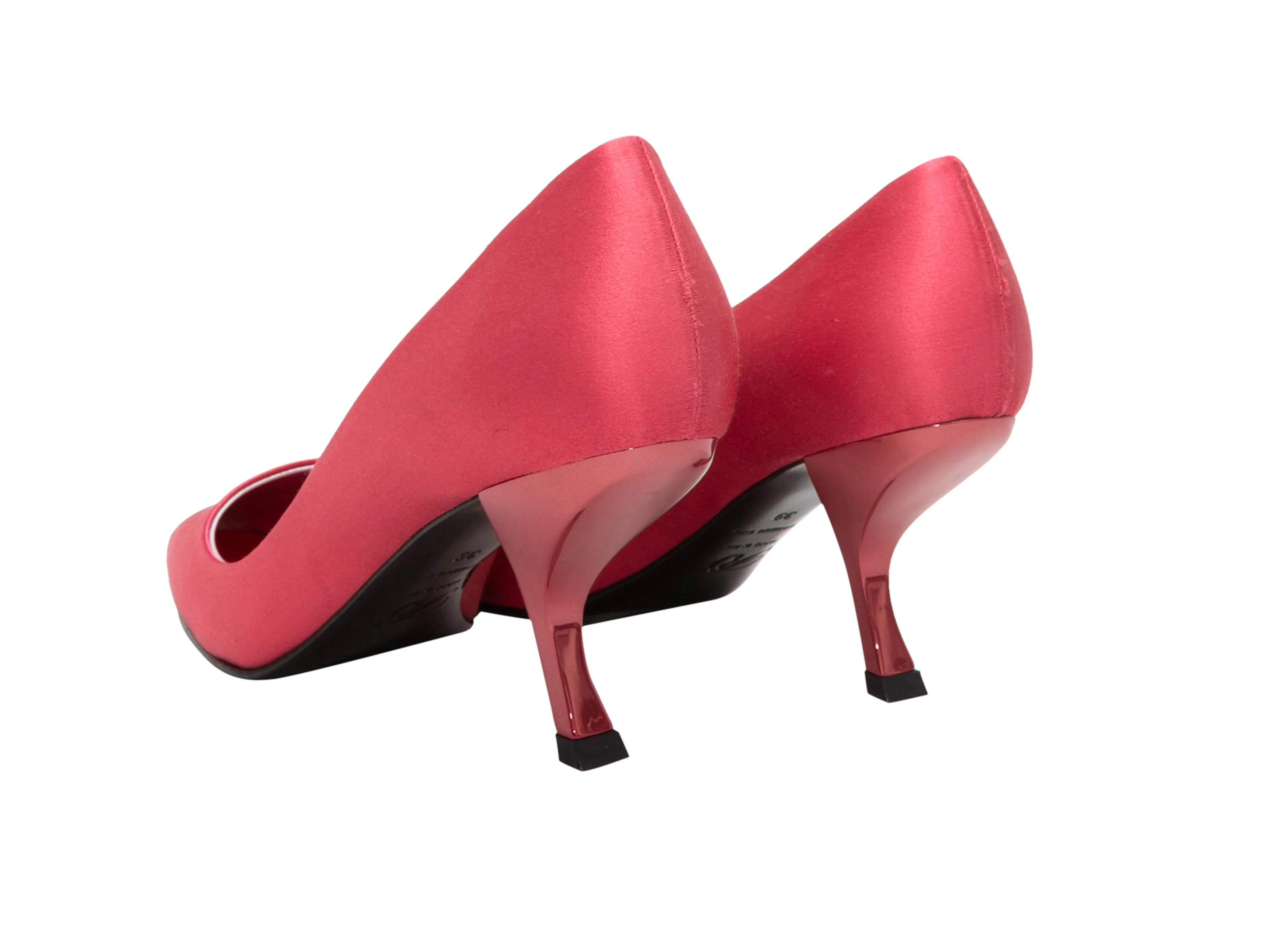 Pink Roger Vivier Satin Pointed-Toe Comma Heels Size 39