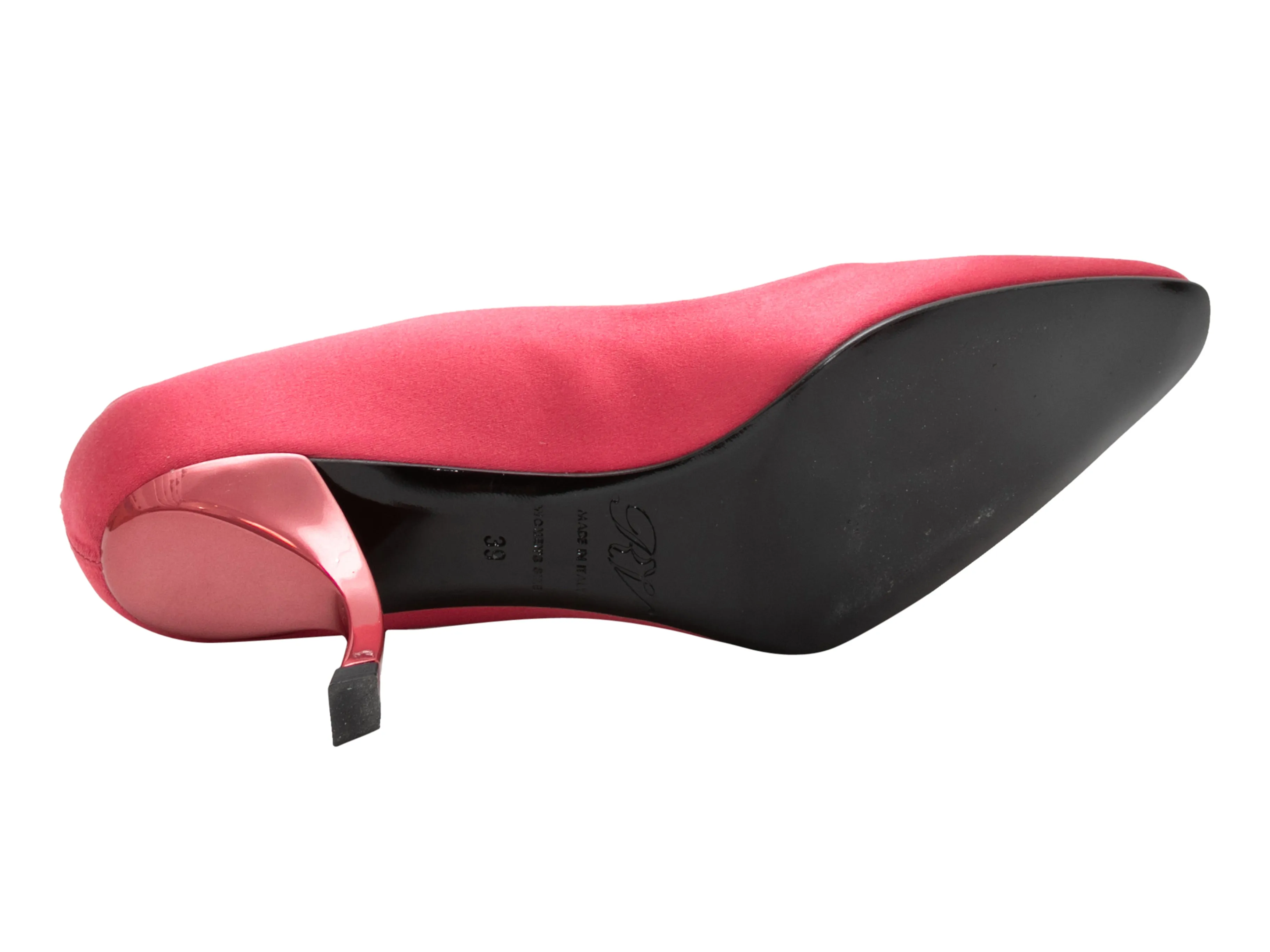 Pink Roger Vivier Satin Pointed-Toe Comma Heels Size 39