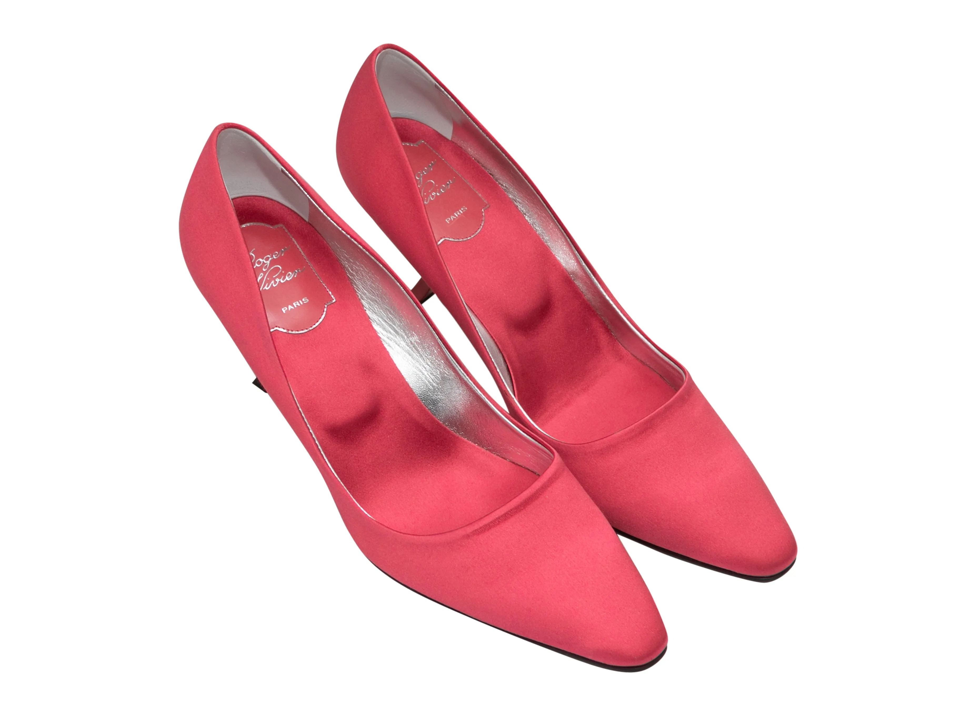 Pink Roger Vivier Satin Pointed-Toe Comma Heels Size 39