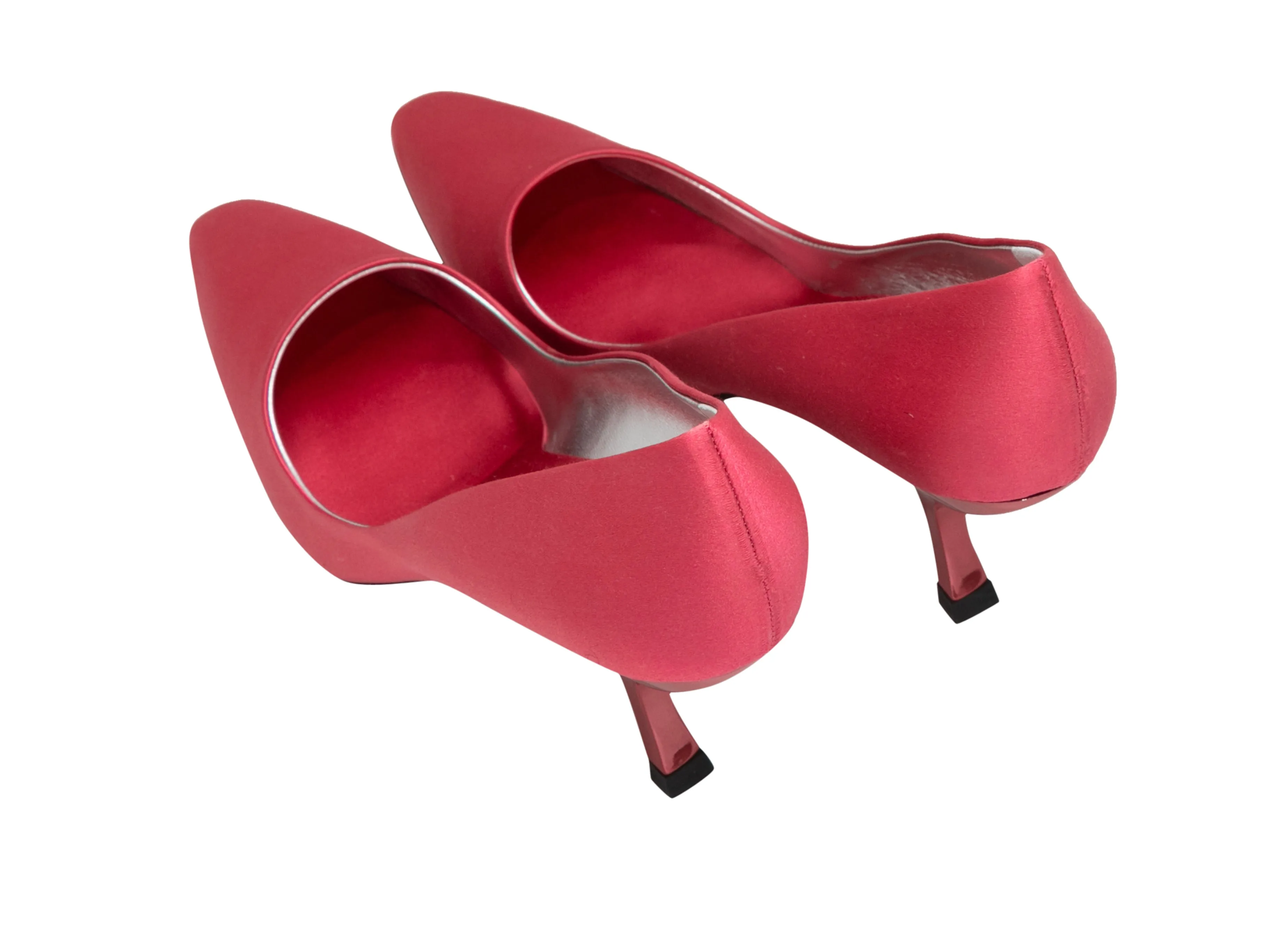 Pink Roger Vivier Satin Pointed-Toe Comma Heels Size 39