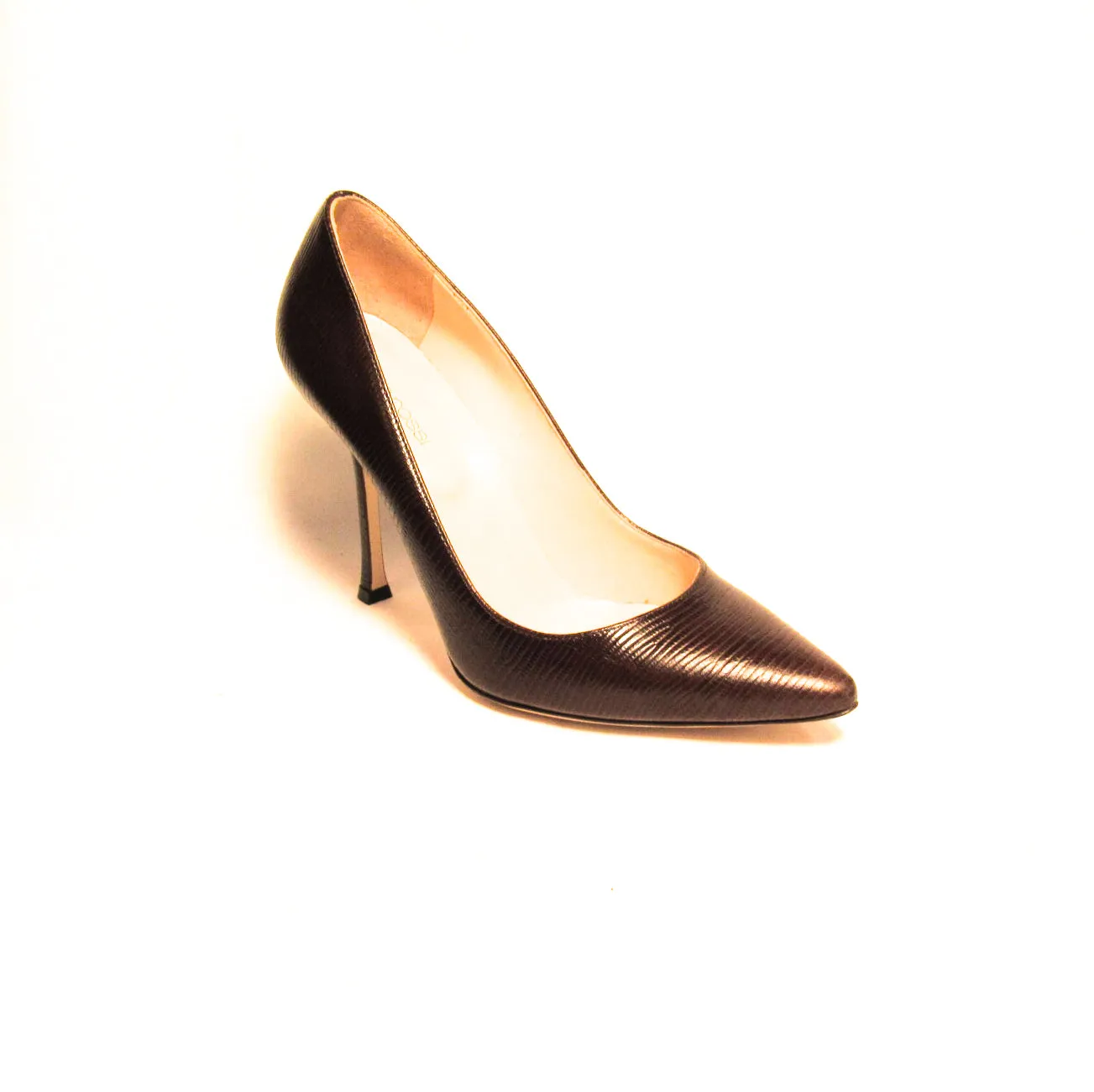Sergio Rossi Women's Brown Pointed Toe Leather Stiletto Pumps